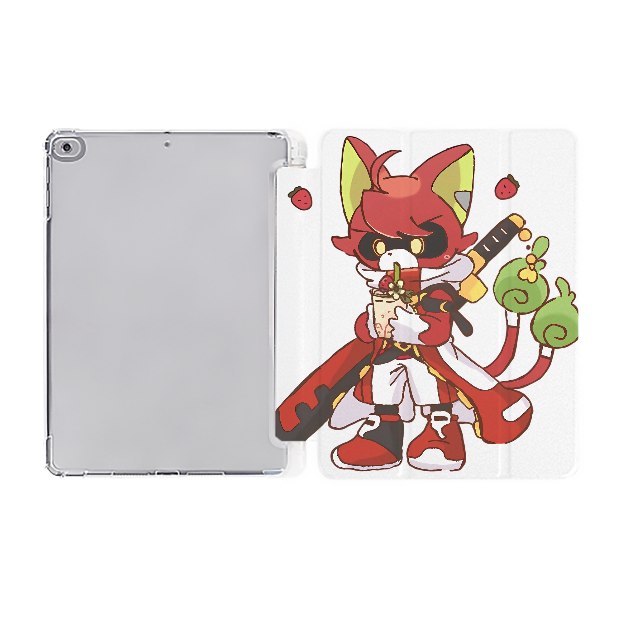 （画像用） 妖怪ウォッチ Yo-kai Watch IPad ケース ペン収納付き 三つ折りスタンド PUレザー×シリコン 対応機種9.5/10.5/10.9インチ